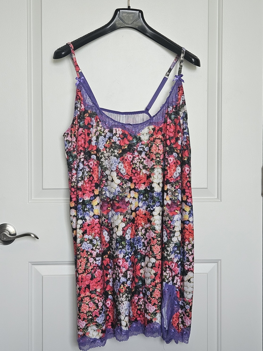 Cacique Women's Plus Size 22/24 Floral Lace-Trim Chemise